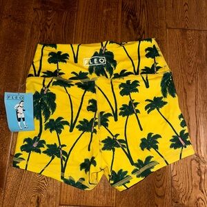 Fleo Yellow Palm Tree Athletic Shorts